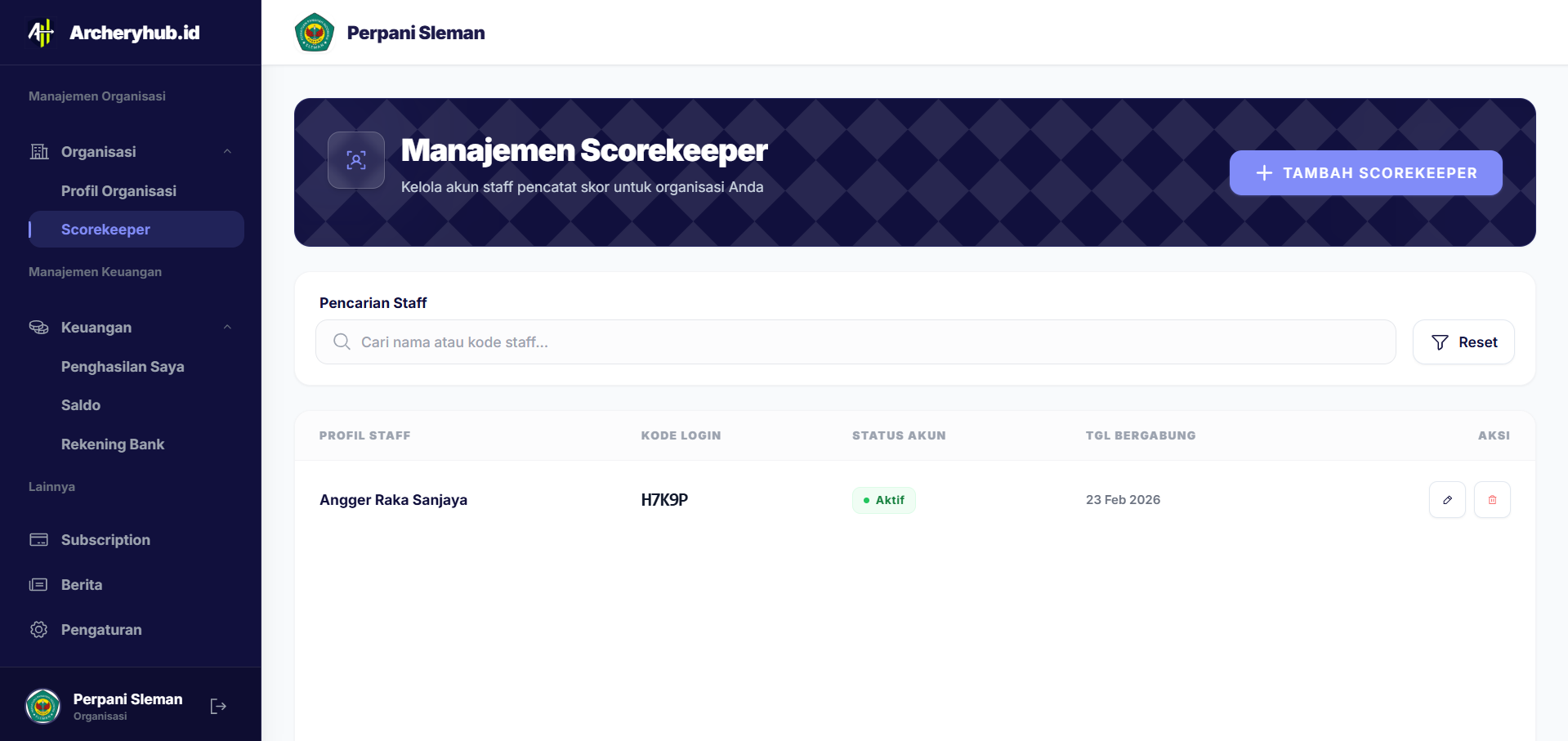 Manajemen Scorekeeper
