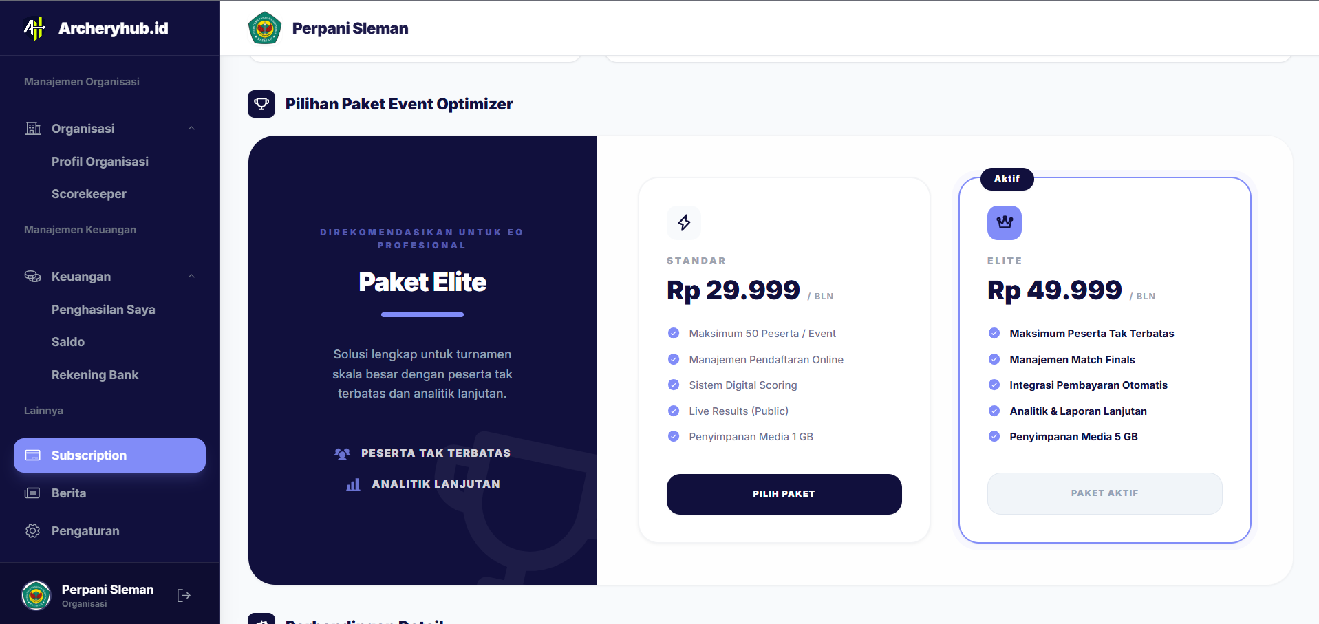 Pilihan Paket Organisasi