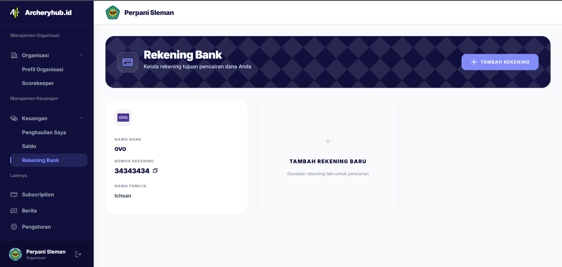 Pengaturan Rekening Bank