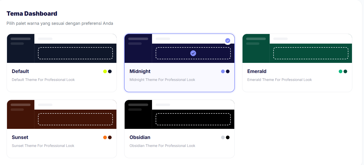 Pengaturan Tema Dashboard